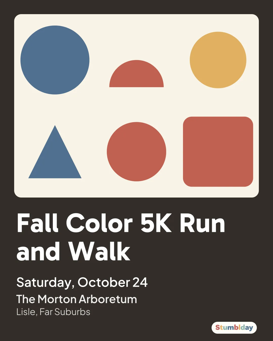 Flyer for Fall Color 5K Run and Walk: Saturday, October 24 at The Morton Arboretum