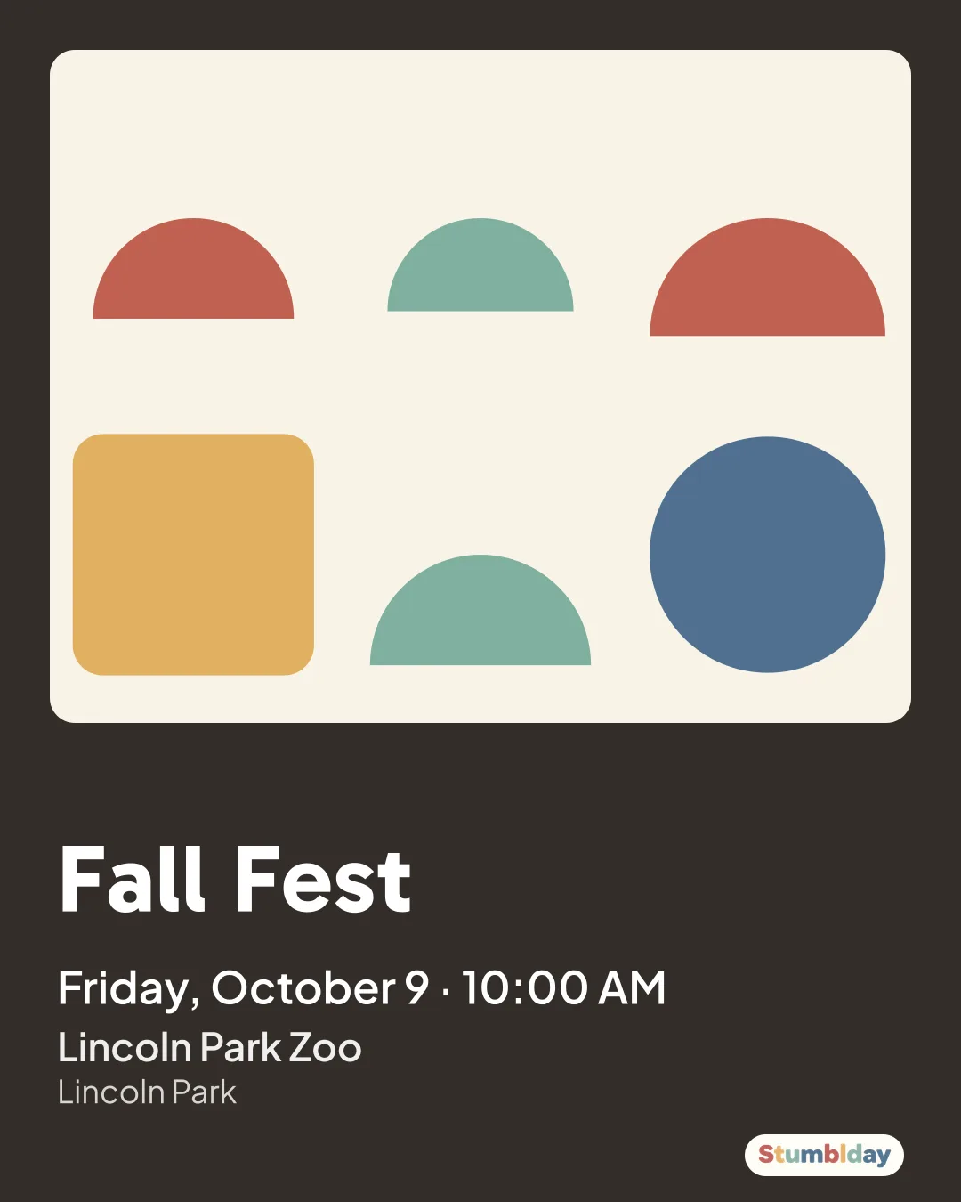 Flyer for Fall Fest: Friday, October 9 · 10:00 AM at Lincoln Park Zoo