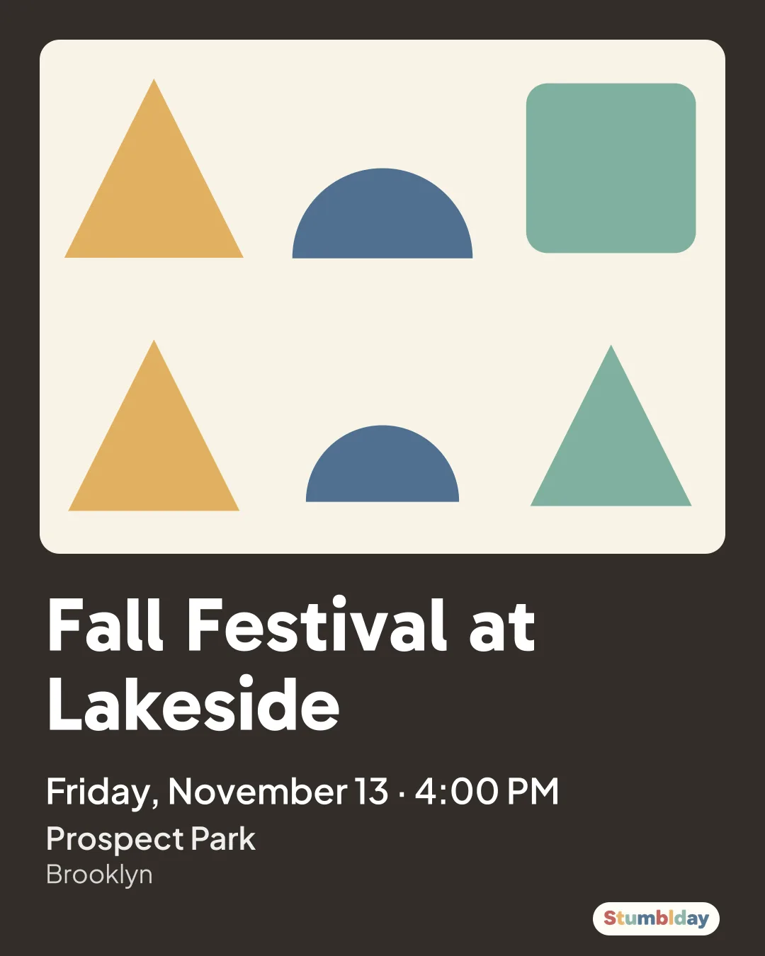 Flyer for Fall Festival at Lakeside: Friday, November 13 · 4:00 PM at Prospect Park