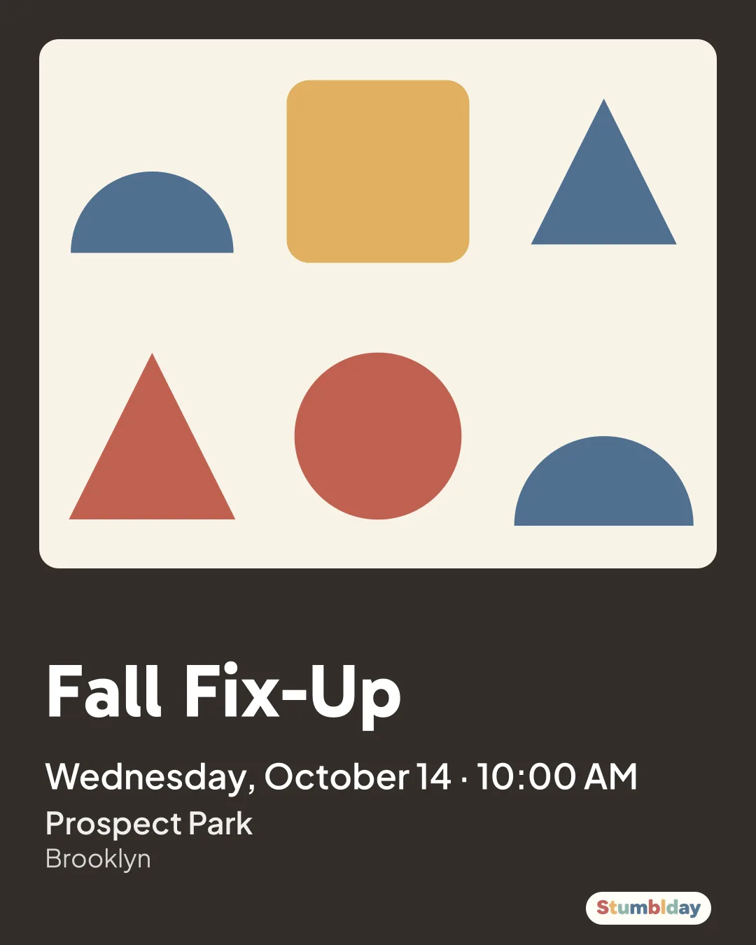 Flyer for Fall Fix-Up: Wednesday, October 14 · 10:00 AM at Prospect Park