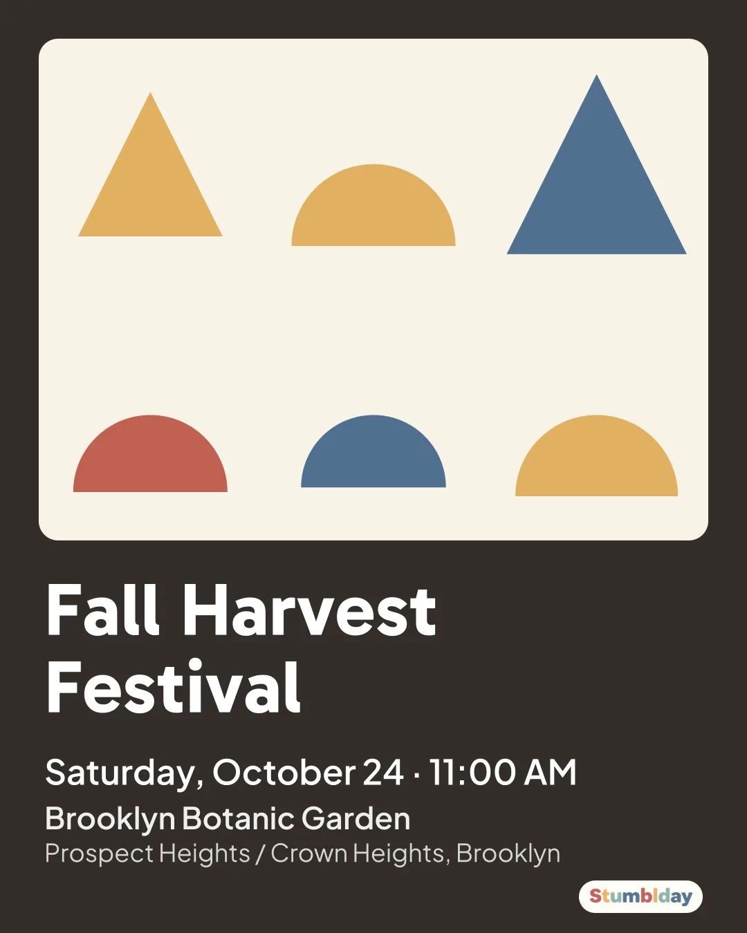 Flyer for Fall Harvest Festival: Saturday, October 24 · 11:00 AM at Brooklyn Botanic Garden