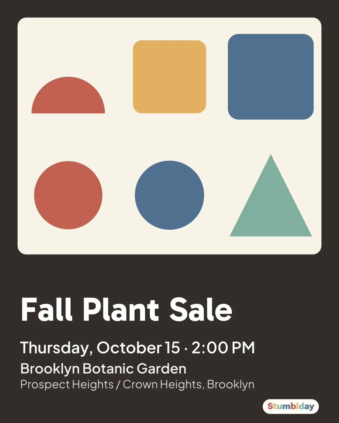 Flyer for Fall Plant Sale: Thursday, October 15 · 2:00 PM at Brooklyn Botanic Garden