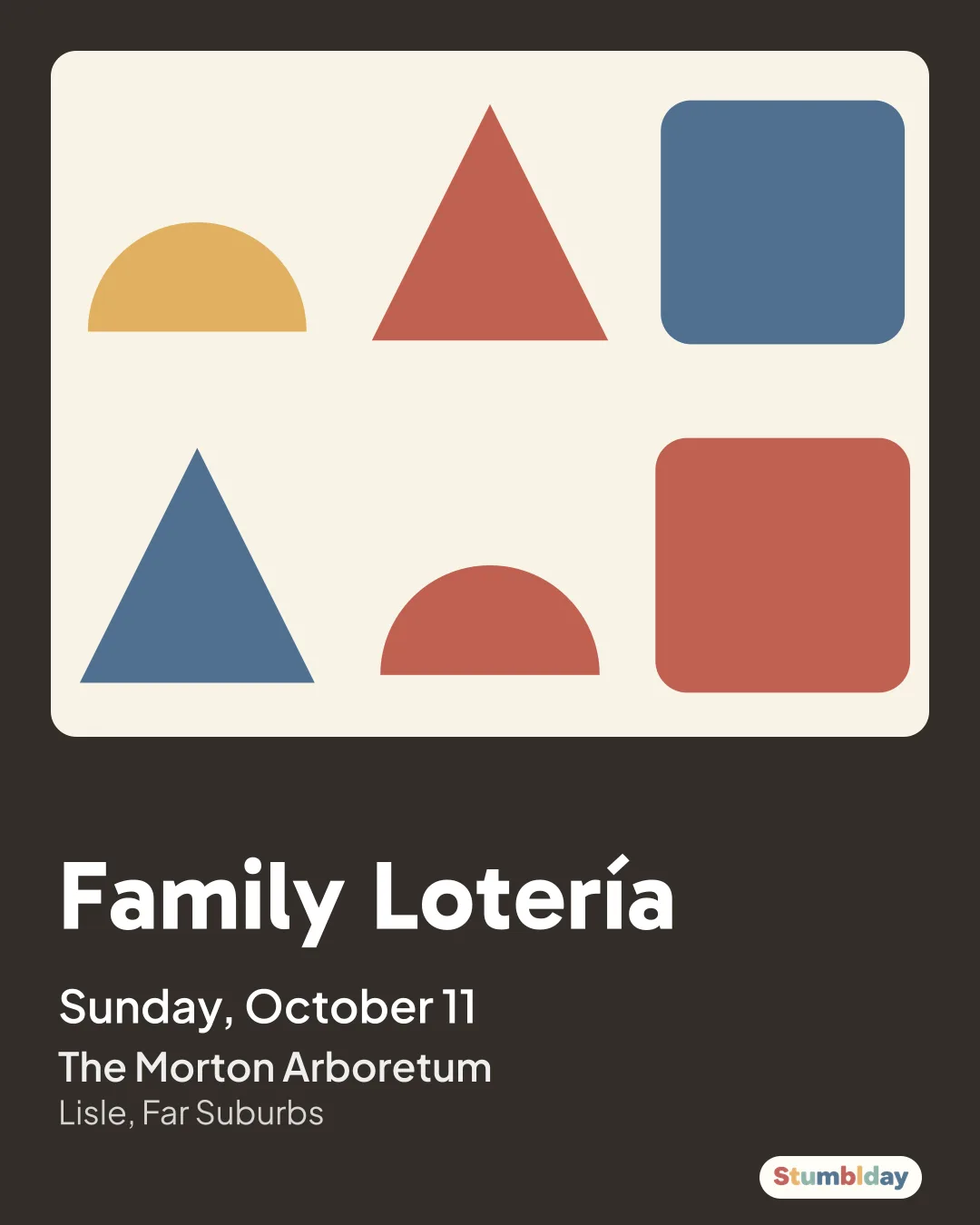 Flyer for Family Lotería: Sunday, October 11 at The Morton Arboretum