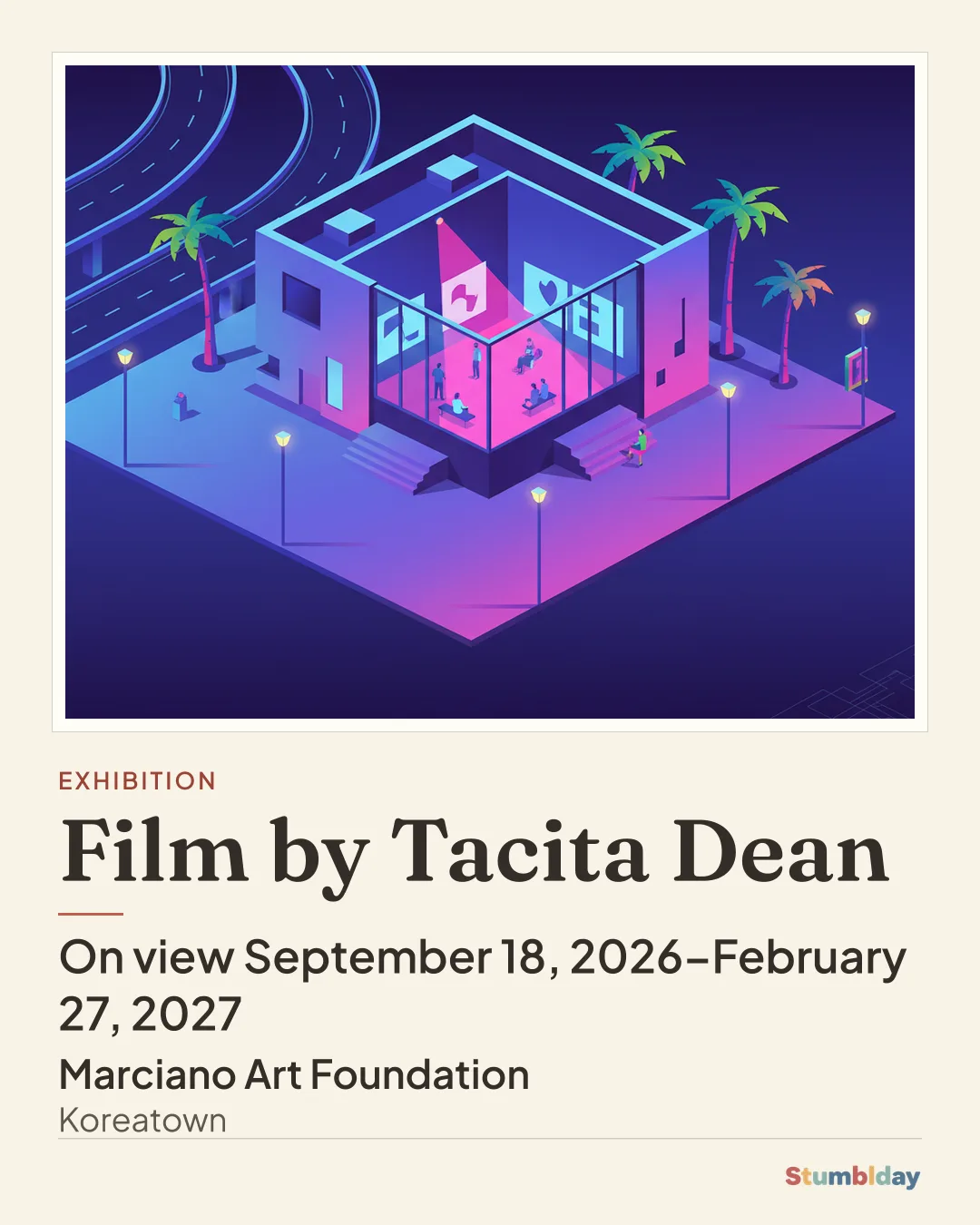 Flyer for Film by Tacita Dean: On view September 18, 2026–February 27, 2027 at Marciano Art Foundation