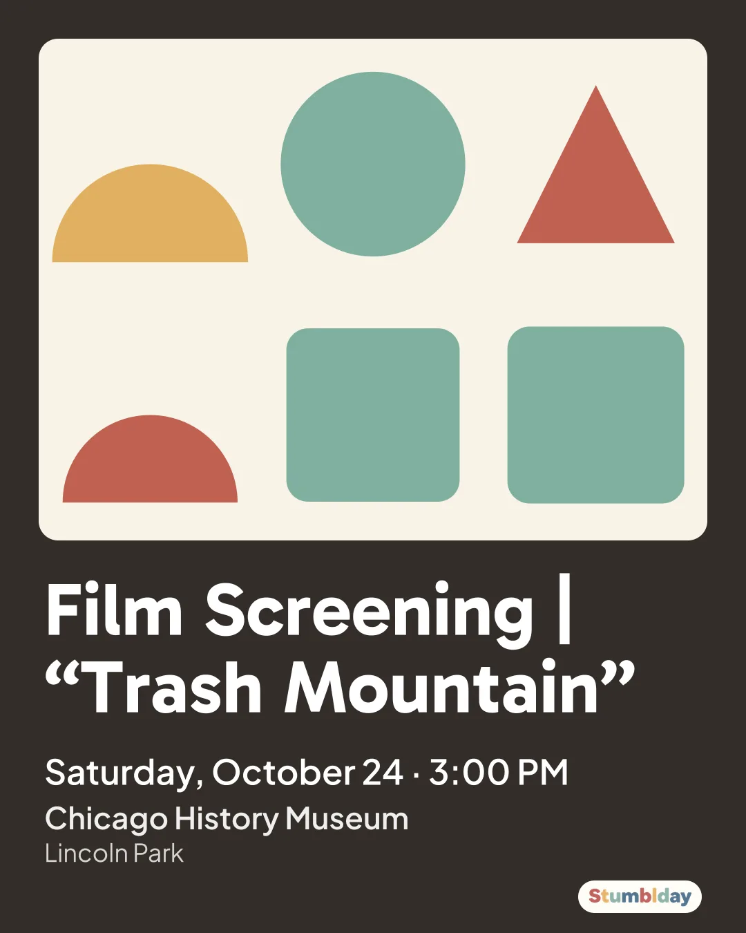 Flyer for Film Screening | “Trash Mountain”: Saturday, October 24 · 3:00 PM at Chicago History Museum