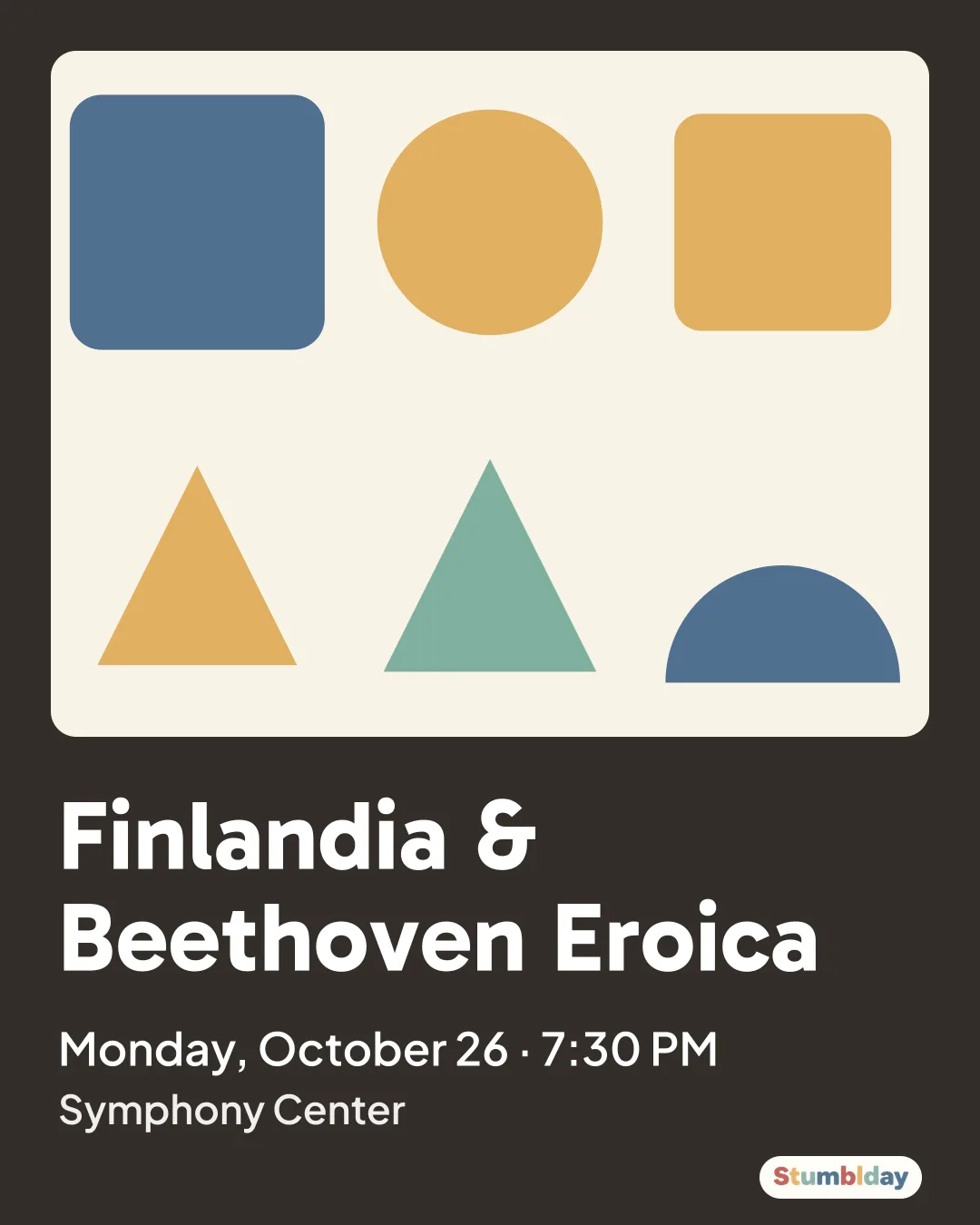 Flyer for Finlandia & Beethoven Eroica: Monday, October 26 · 7:30 PM at Symphony Center