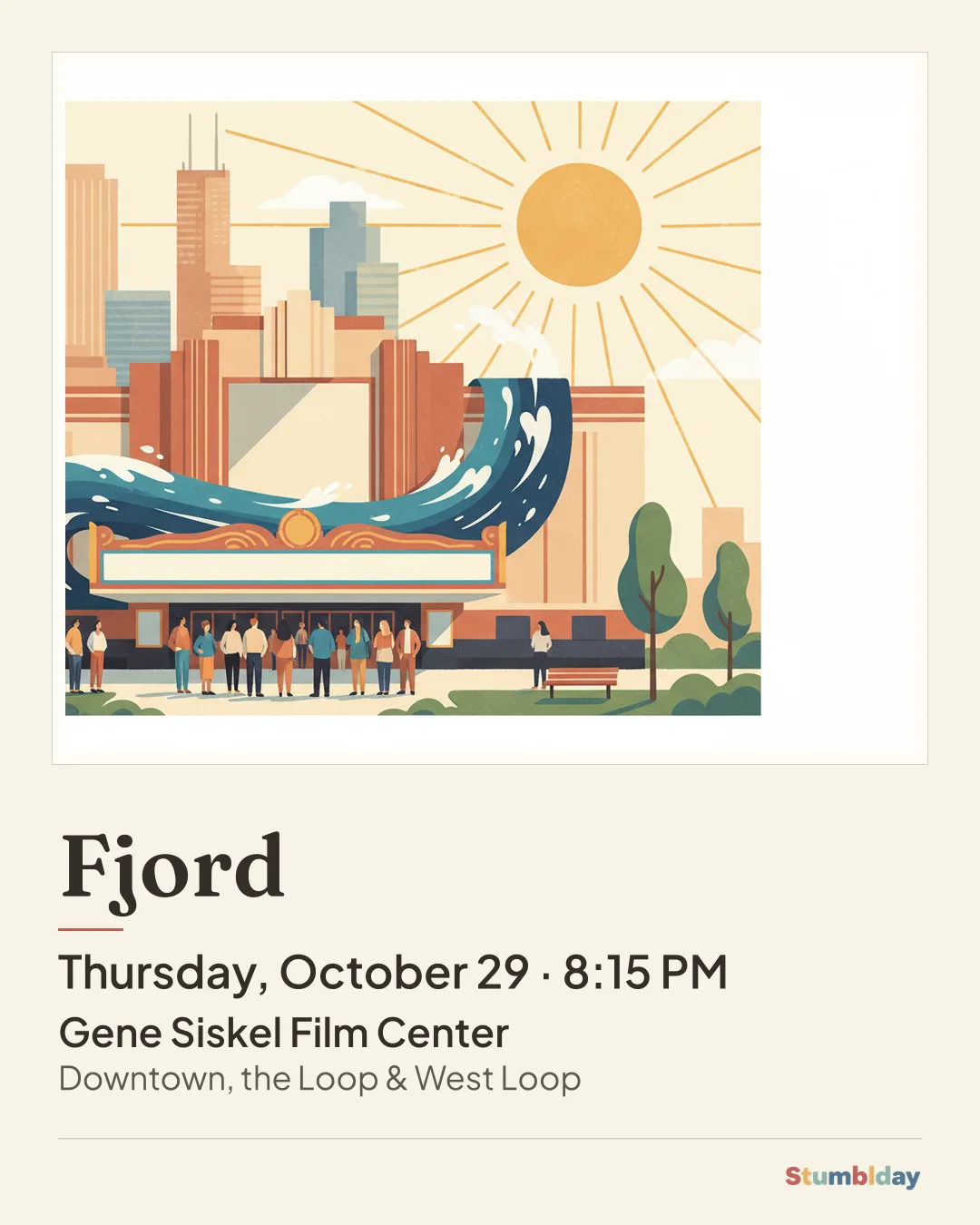 Flyer for Fjord: Thursday, October 29 · 8:15 PM at Gene Siskel Film Center