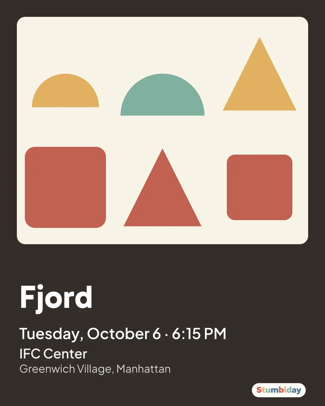 Flyer for Fjord: Tuesday, October 6 · 6:15 PM at IFC Center