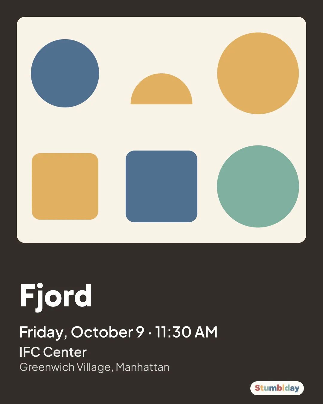 Flyer for Fjord: Friday, October 9 · 11:30 AM at IFC Center