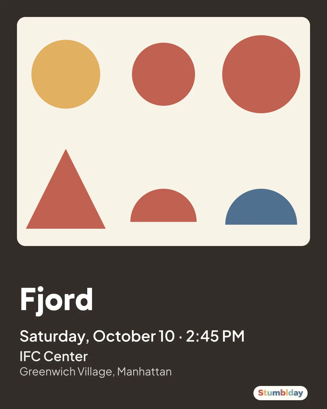 Flyer for Fjord: Saturday, October 10 · 2:45 PM at IFC Center