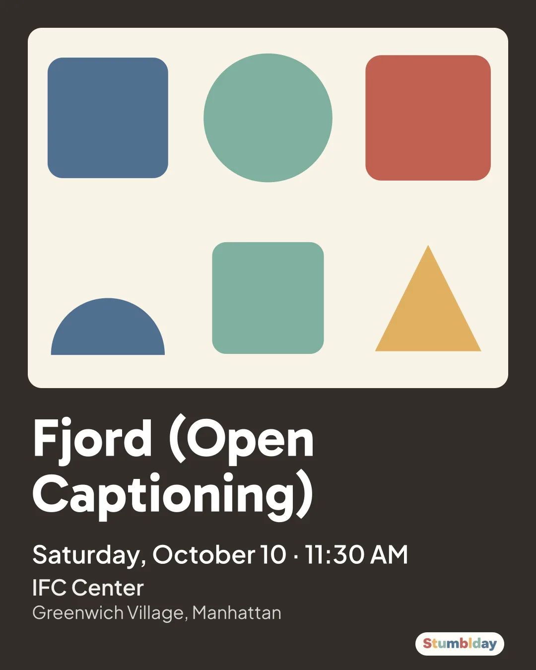 Flyer for Fjord (Open Captioning): Saturday, October 10 · 11:30 AM at IFC Center