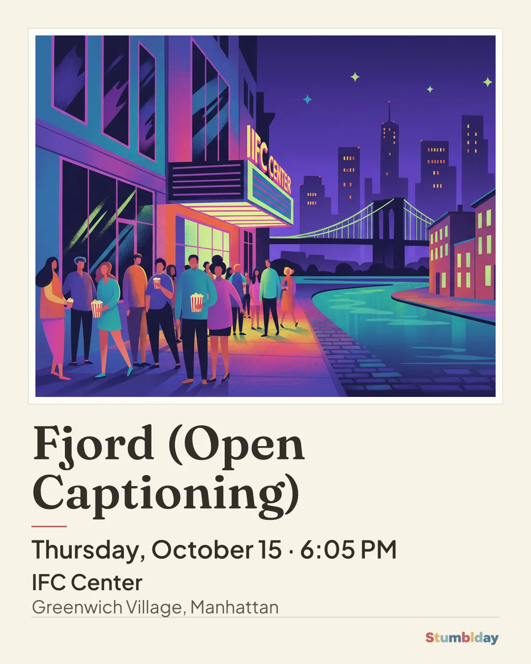 Flyer for Fjord (Open Captioning): Thursday, October 15 · 6:05 PM at IFC Center