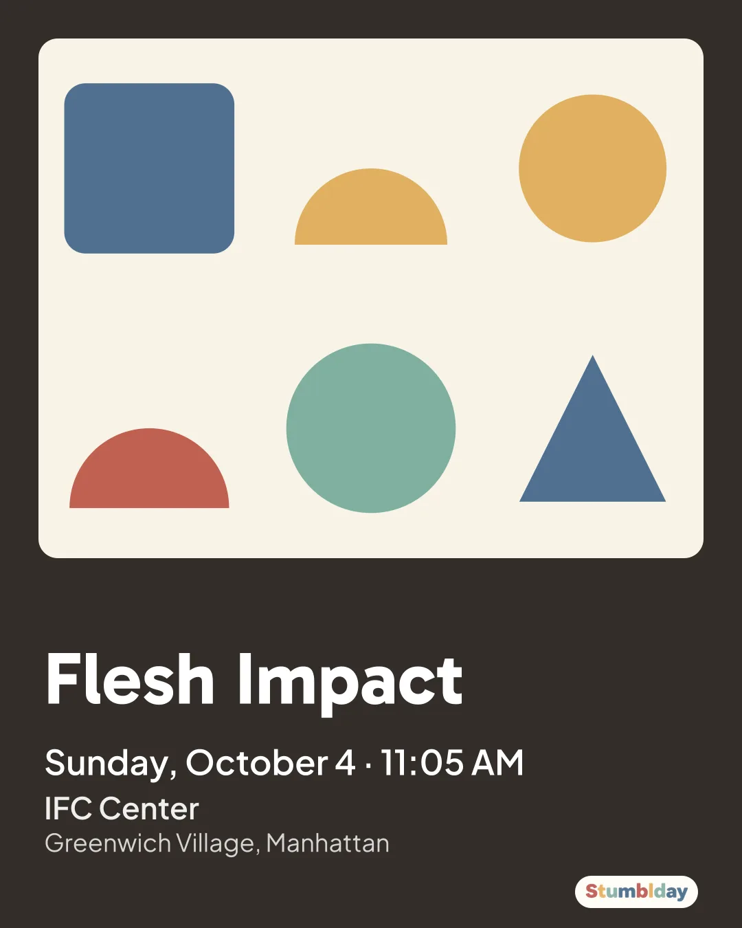Flyer for Flesh Impact: Sunday, October 4 ยท 11:05 AM at IFC Center