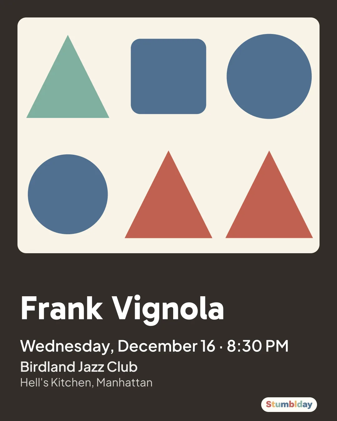 Flyer for Frank Vignola: Wednesday, December 16 · 8:30 PM at Birdland Jazz Club