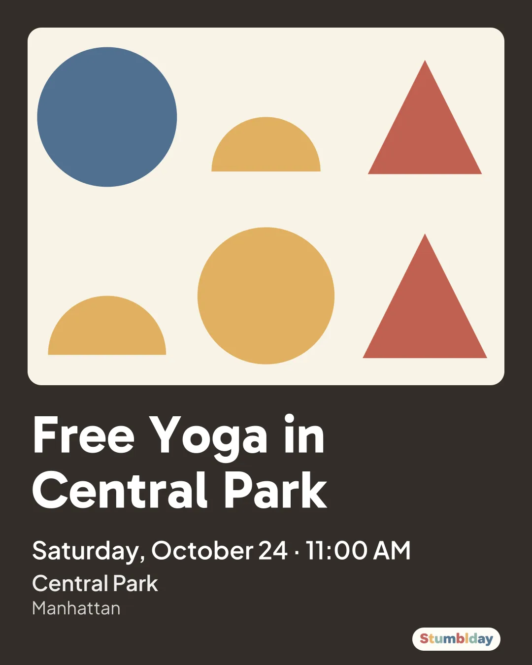 Flyer for Free Yoga in Central Park: Saturday, October 24 · 11:00 AM at Central Park