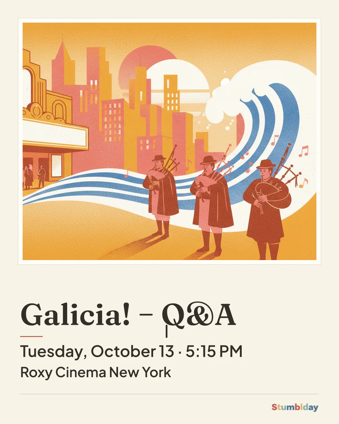 Flyer for Galicia! + Q&A: Tuesday, October 13 · 5:15 PM at Roxy Cinema New York