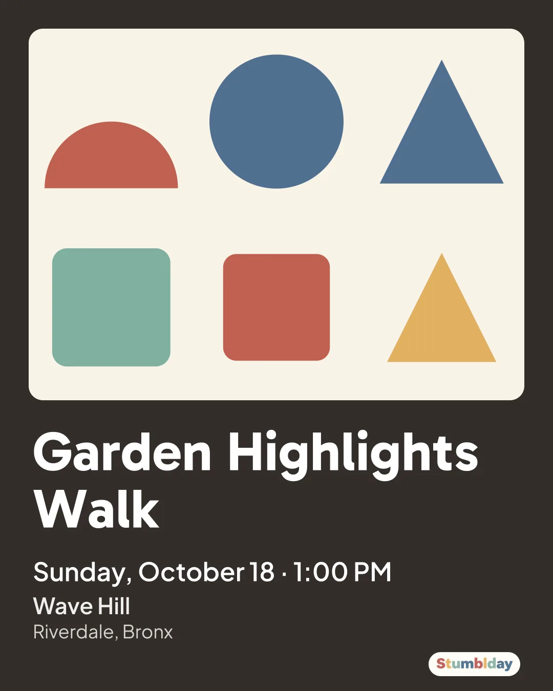 Flyer for Garden Highlights Walk: Sunday, October 18 · 1:00 PM at Wave Hill