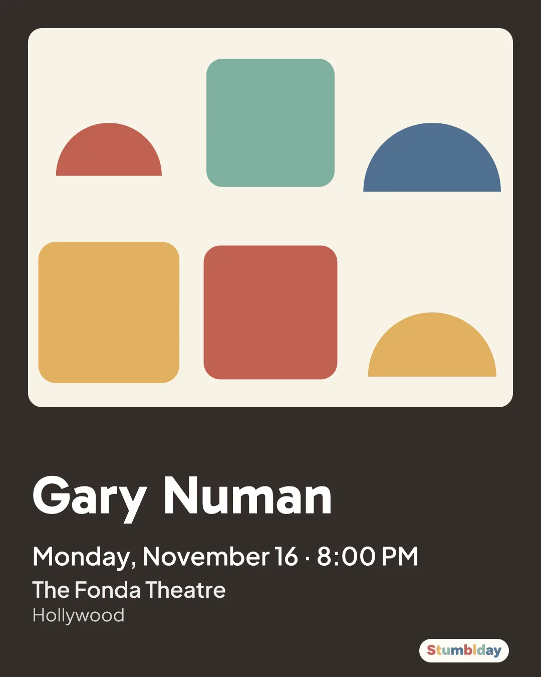 Flyer for Gary Numan: Monday, November 16 · 8:00 PM at The Fonda Theatre
