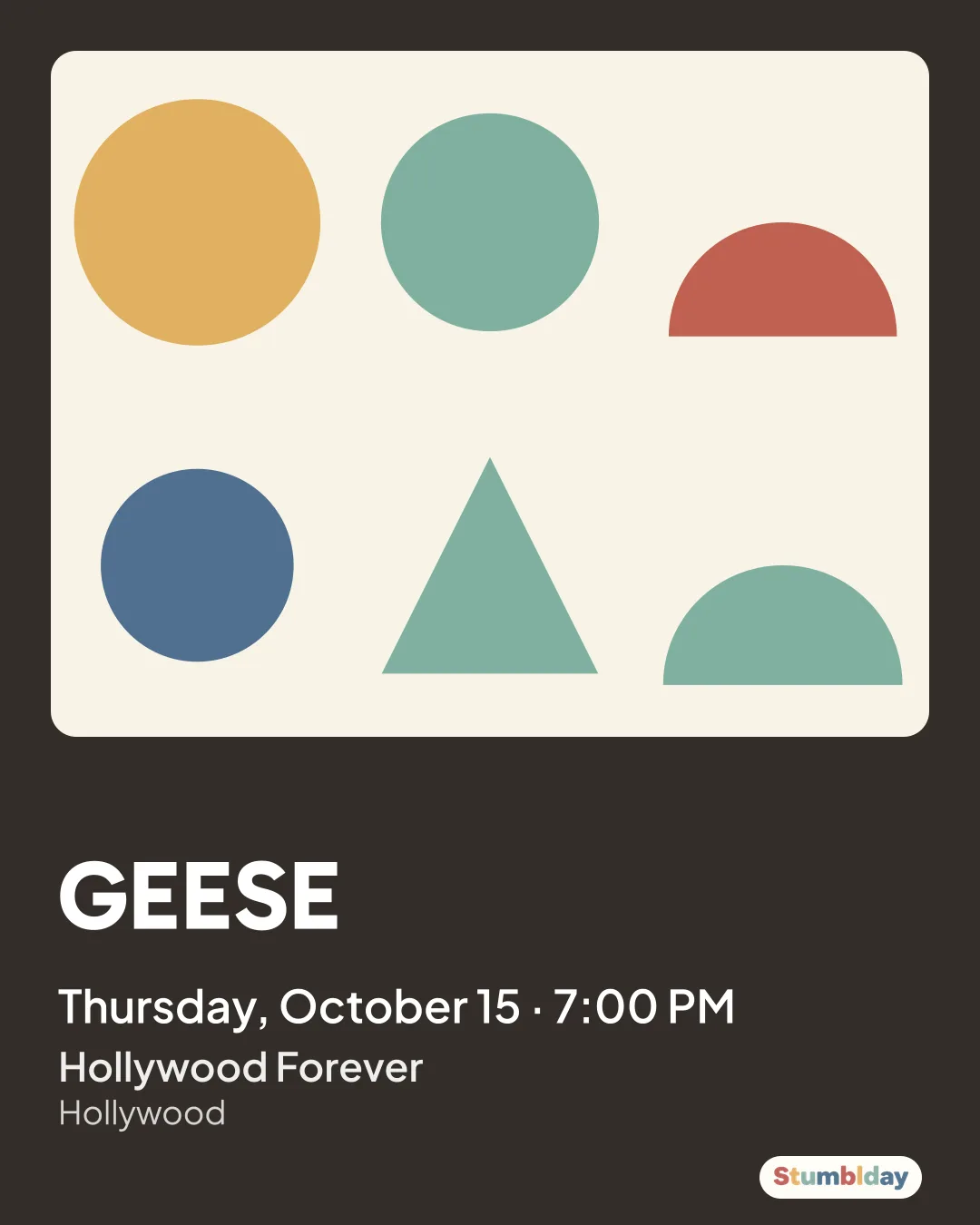 Flyer for GEESE: Thursday, October 15 · 7:00 PM at Hollywood Forever