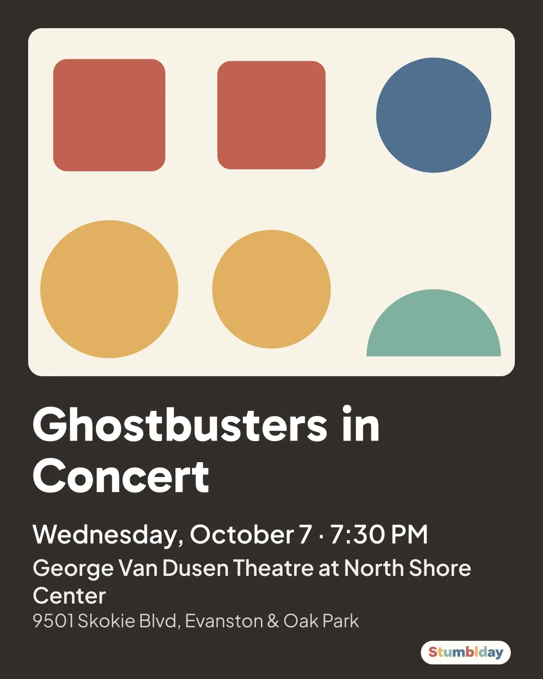 Flyer for Ghostbusters in Concert: Wednesday, October 7 · 7:30 PM at George Van Dusen Theatre at North Shore Center