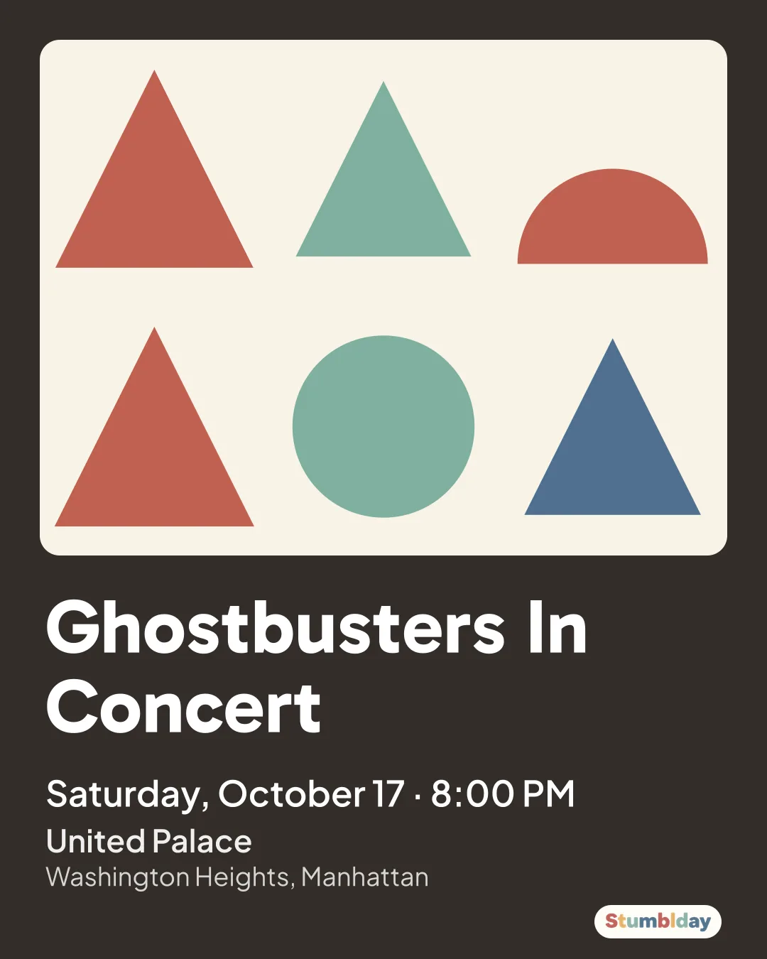 Flyer for Ghostbusters In Concert: Saturday, October 17 · 8:00 PM at United Palace