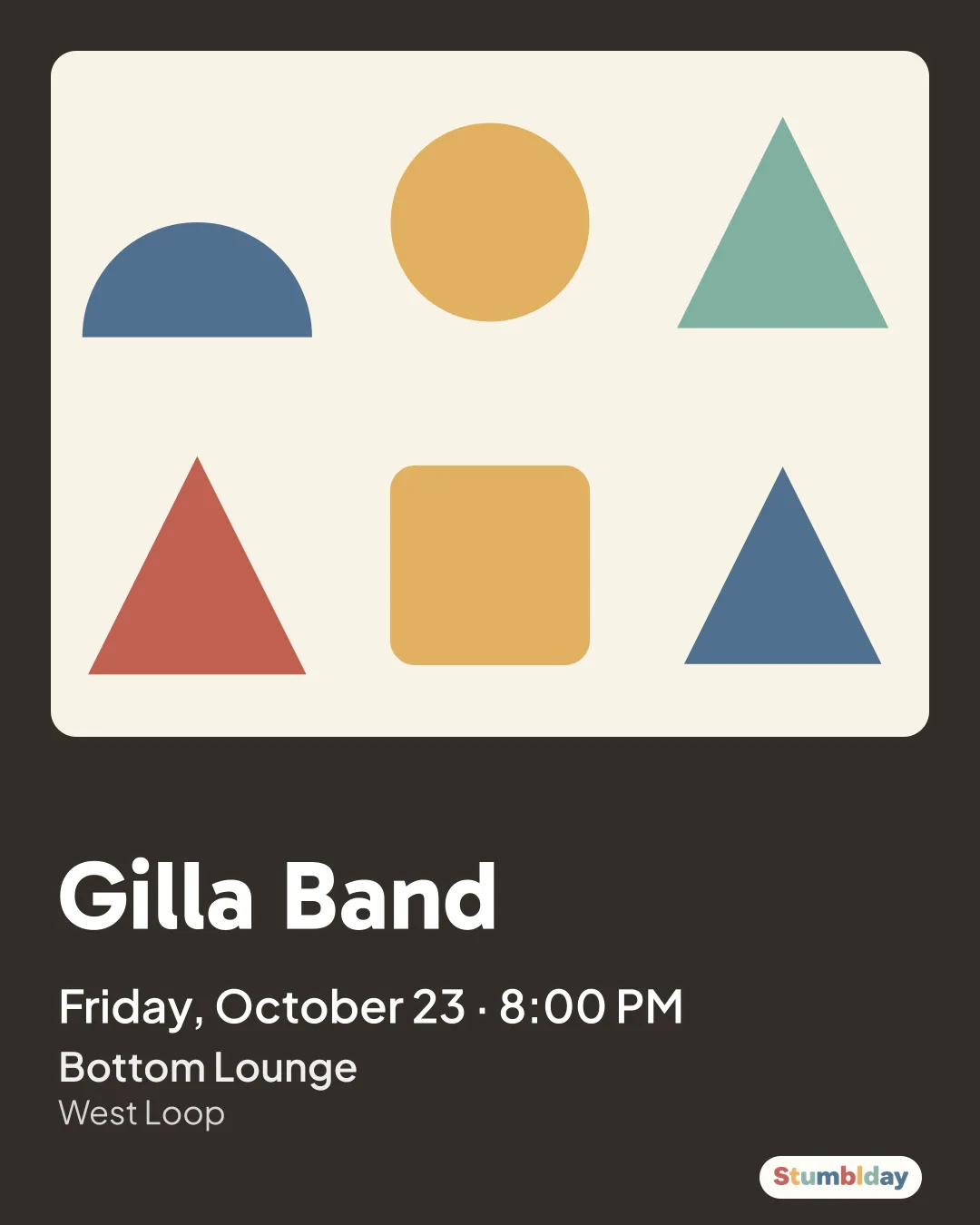 Flyer for Gilla Band: Friday, October 23 · 8:00 PM at Bottom Lounge