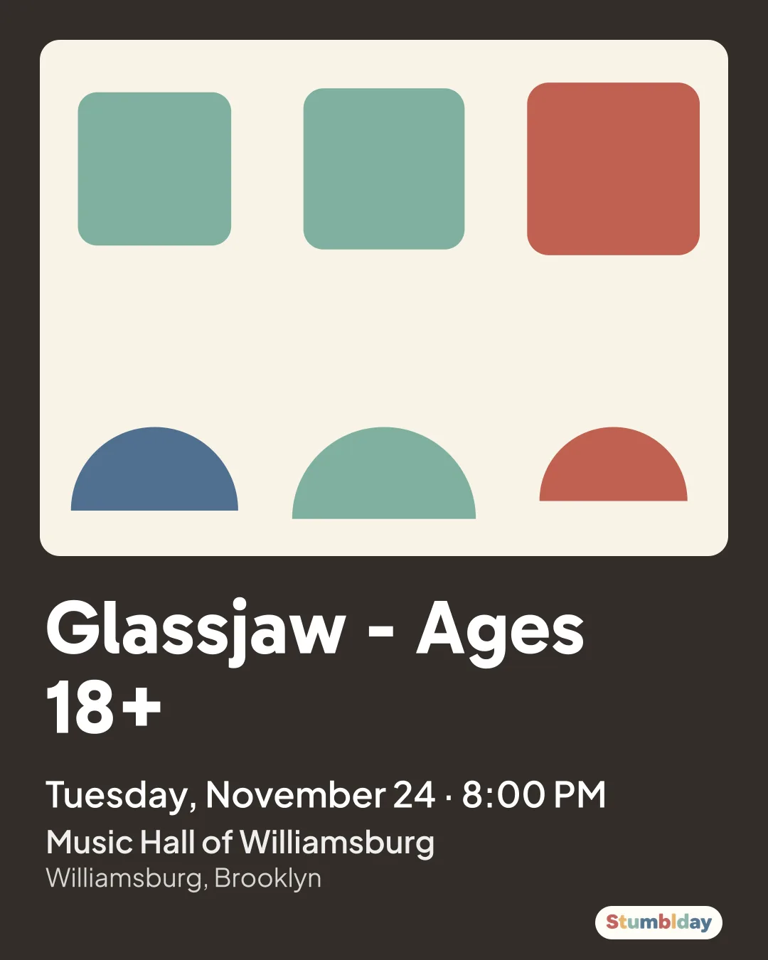 Flyer for Glassjaw - Ages 18+: Tuesday, November 24 · 8:00 PM at Music Hall of Williamsburg