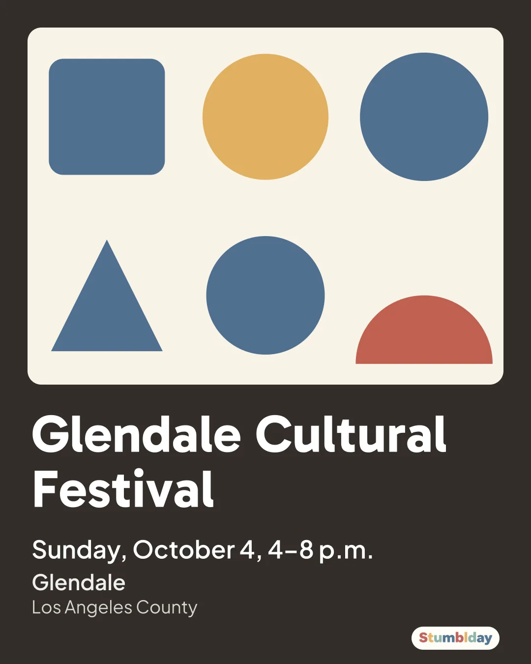 Flyer for Glendale Cultural Festival: Sunday, October 4, 4–8 p.m. at Glendale