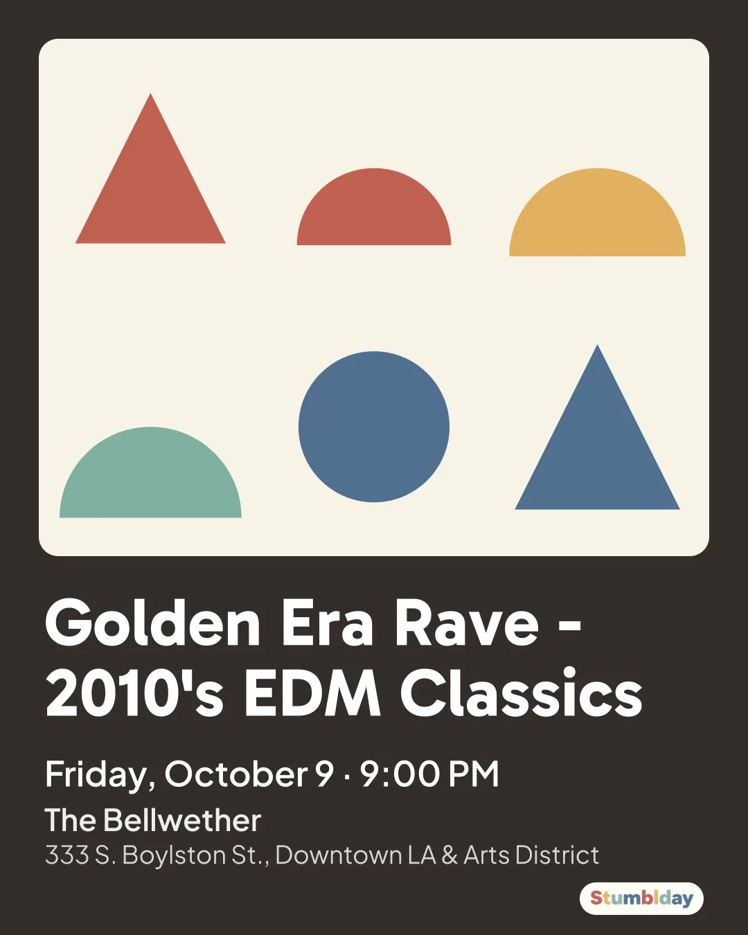 Flyer for Golden Era Rave - 2010's EDM Classics: Friday, October 9 · 9:00 PM at The Bellwether