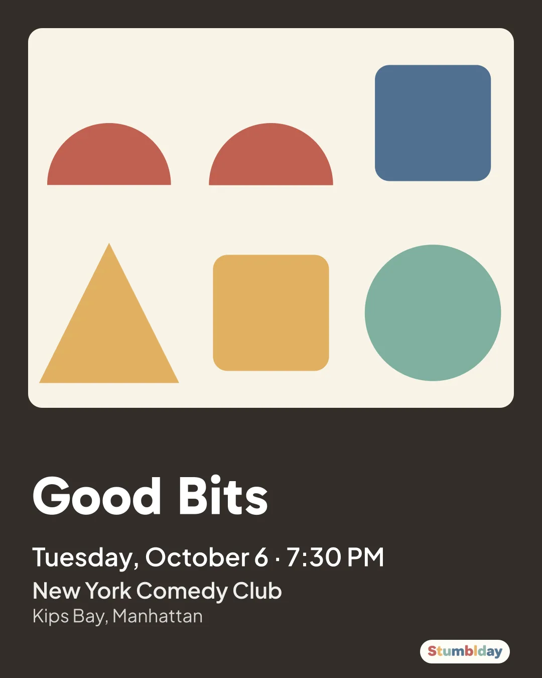 Flyer for Good Bits: Tuesday, October 6 · 7:30 PM at New York Comedy Club