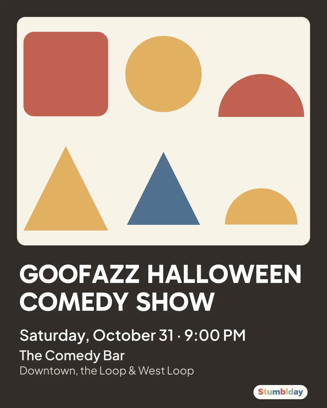 Flyer for GOOFAZZ HALLOWEEN COMEDY SHOW: Saturday, October 31 · 9:00 PM at The Comedy Bar