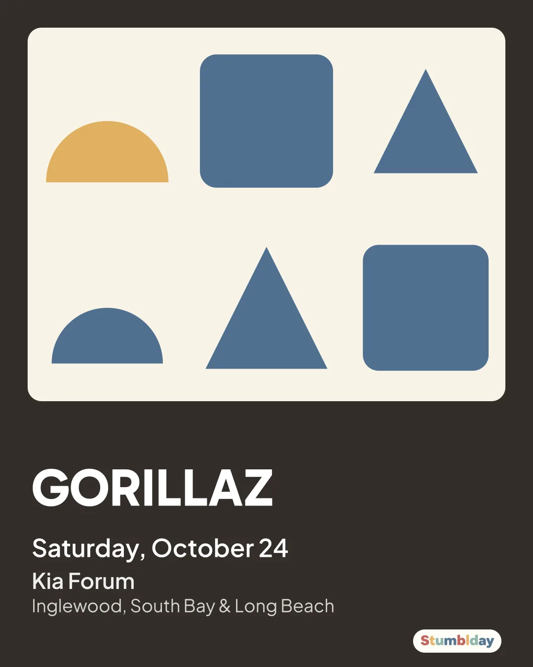 Flyer for GORILLAZ: Saturday, October 24 at Kia Forum