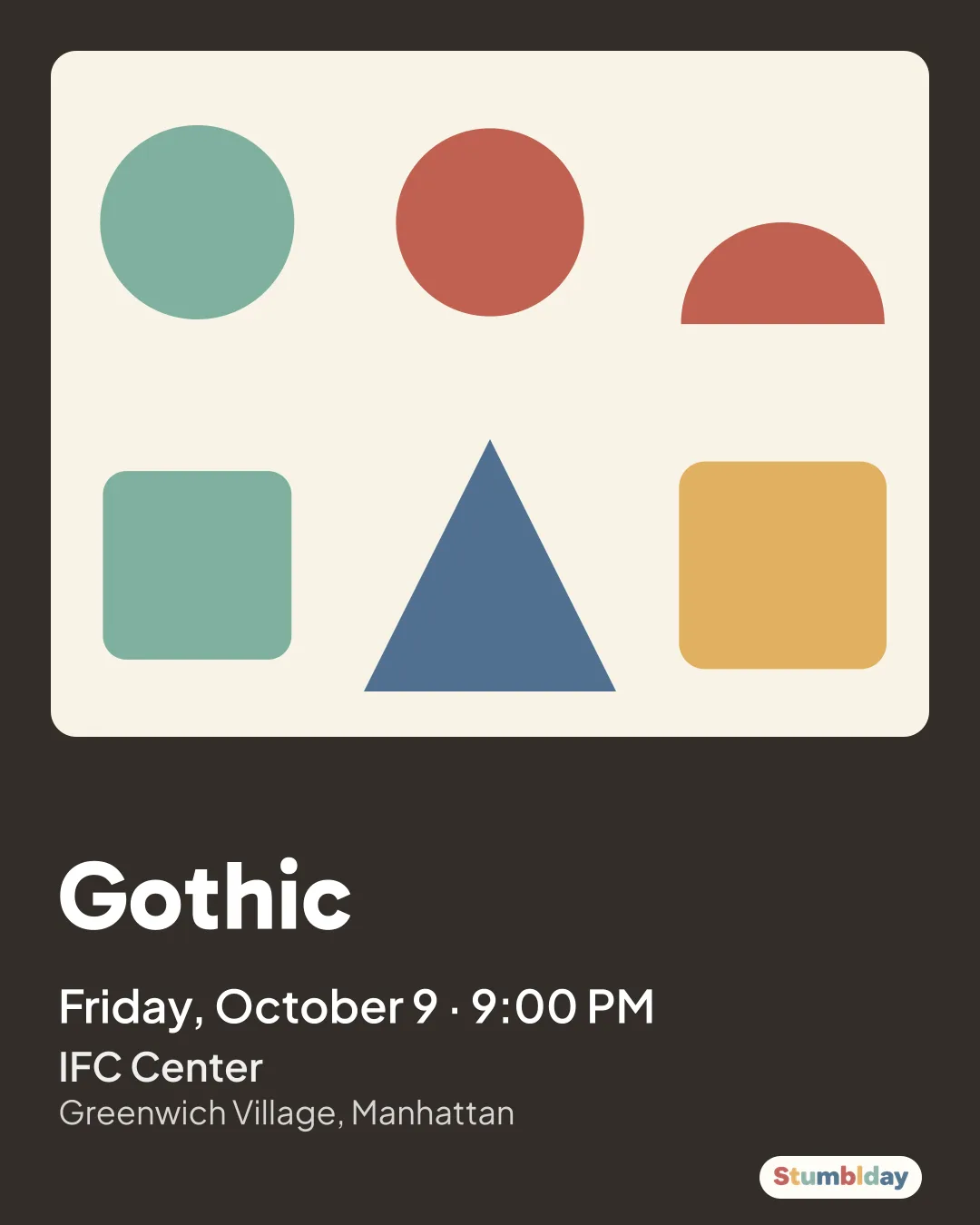 Flyer for Gothic: Friday, October 9 · 9:00 PM at IFC Center