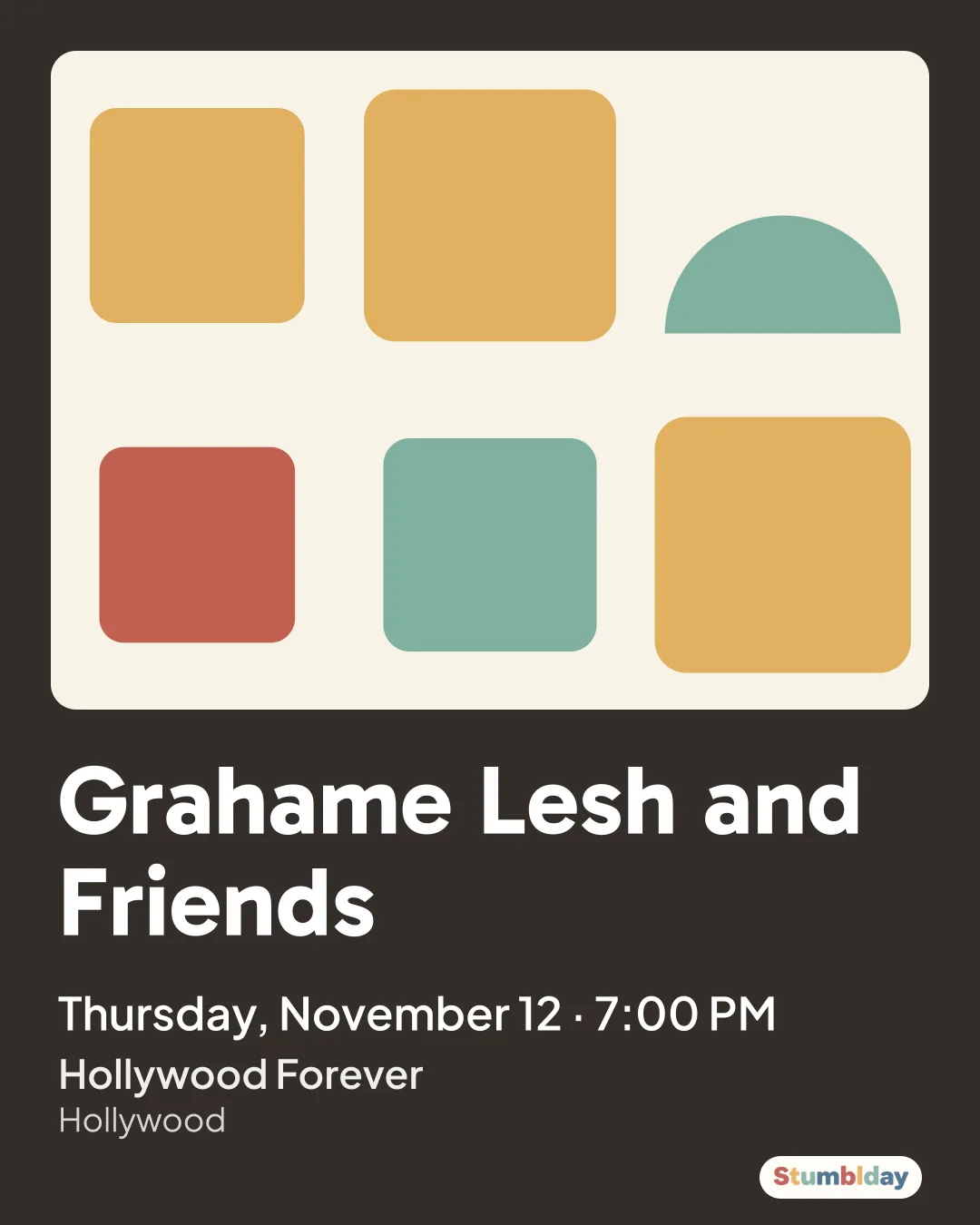 Flyer for Grahame Lesh and Friends: Thursday, November 12 · 7:00 PM at Hollywood Forever