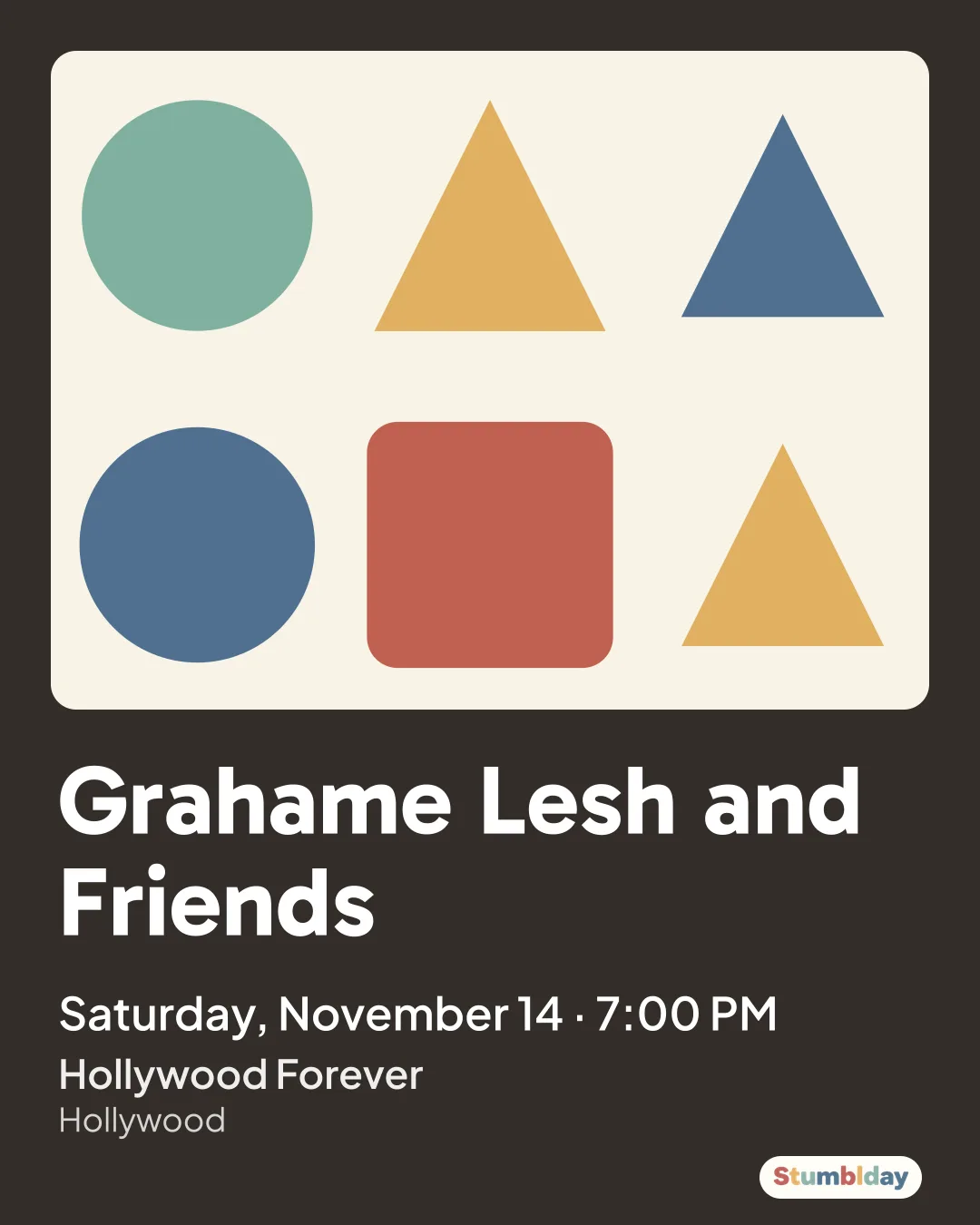Flyer for Grahame Lesh and Friends: Saturday, November 14 · 7:00 PM at Hollywood Forever