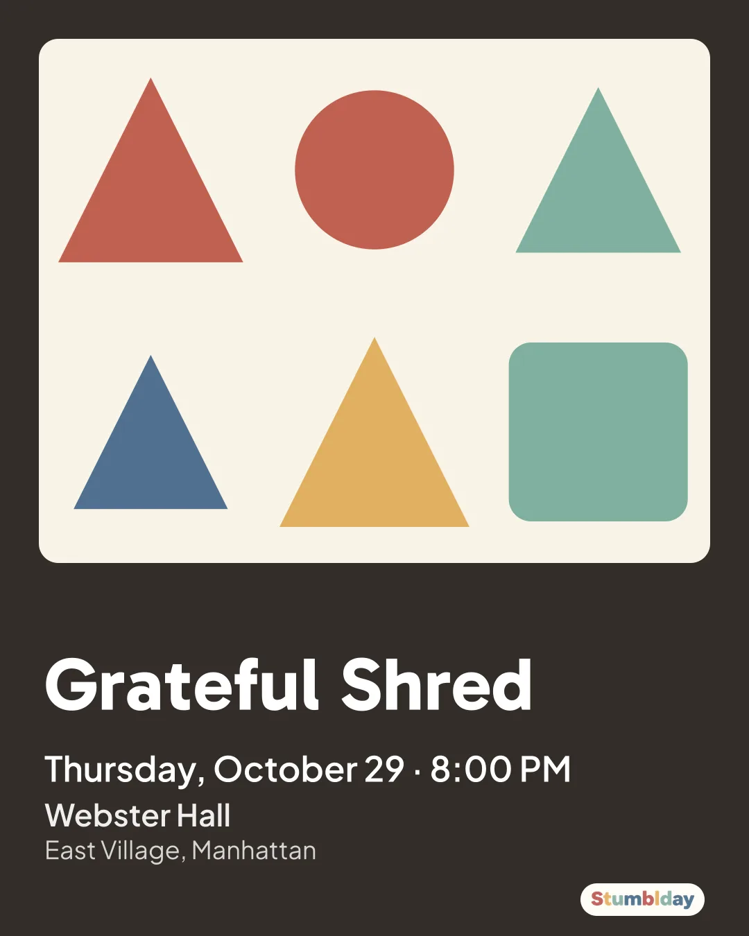 Flyer for Grateful Shred: Thursday, October 29 · 8:00 PM at Webster Hall