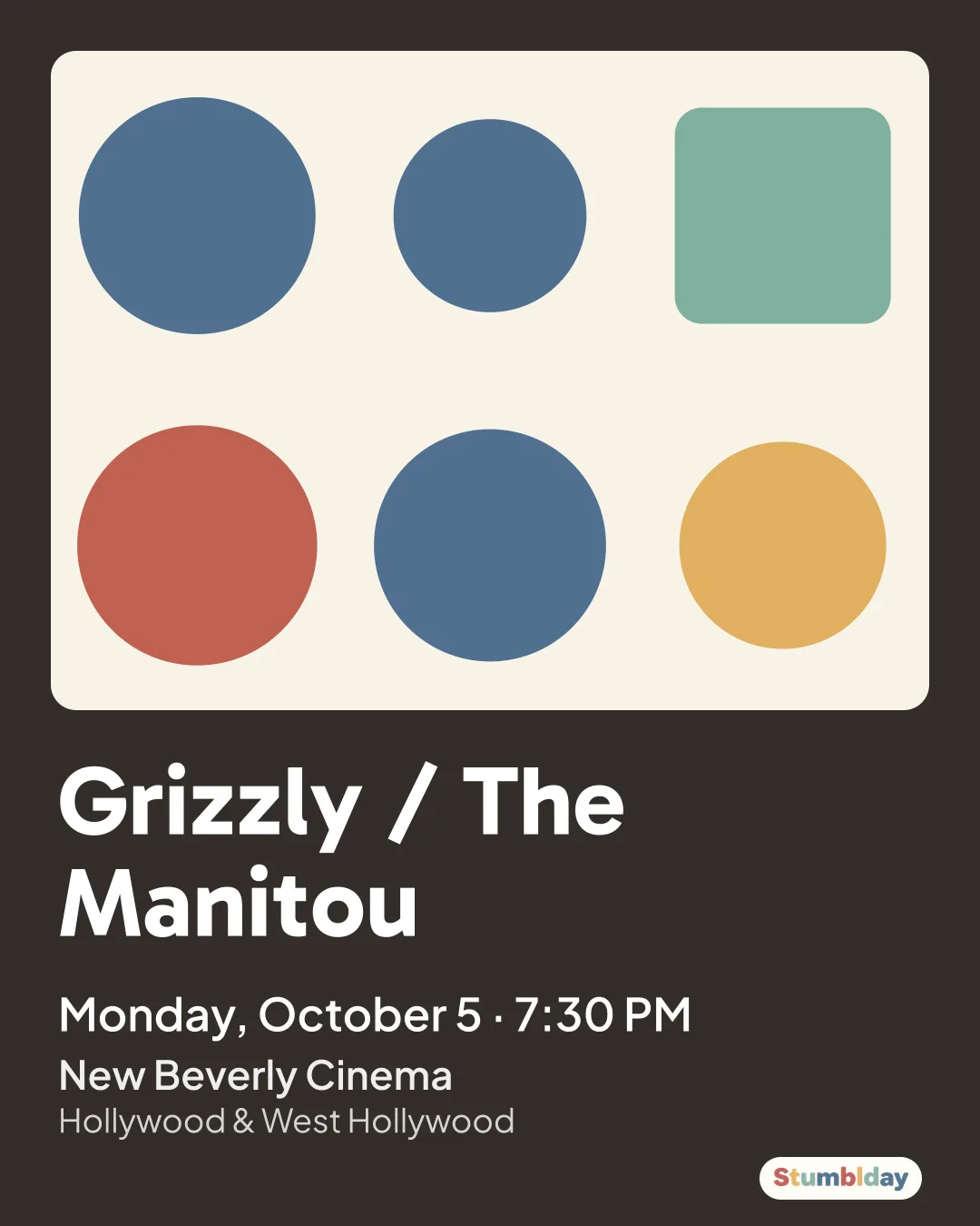Flyer for Grizzly / The Manitou: Monday, October 5 · 7:30 PM at New Beverly Cinema
