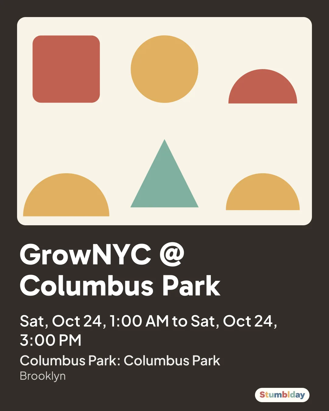 Flyer for GrowNYC @ Columbus Park: Sat, Oct 24, 1:00 AM to Sat, Oct 24, 3:00 PM at Columbus Park: Columbus Park
