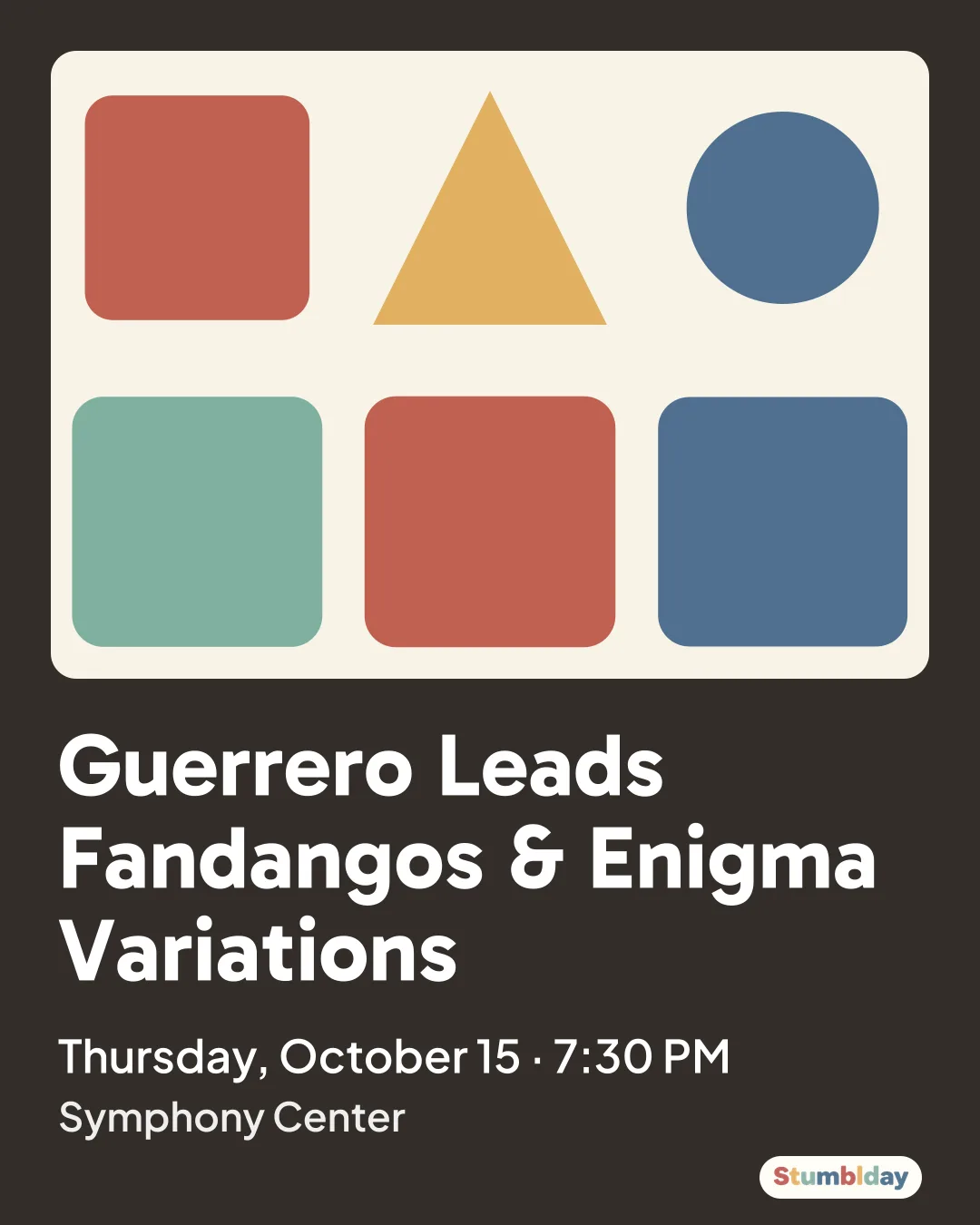 Flyer for Guerrero Leads Fandangos & Enigma Variations: Thursday, October 15 · 7:30 PM at Symphony Center