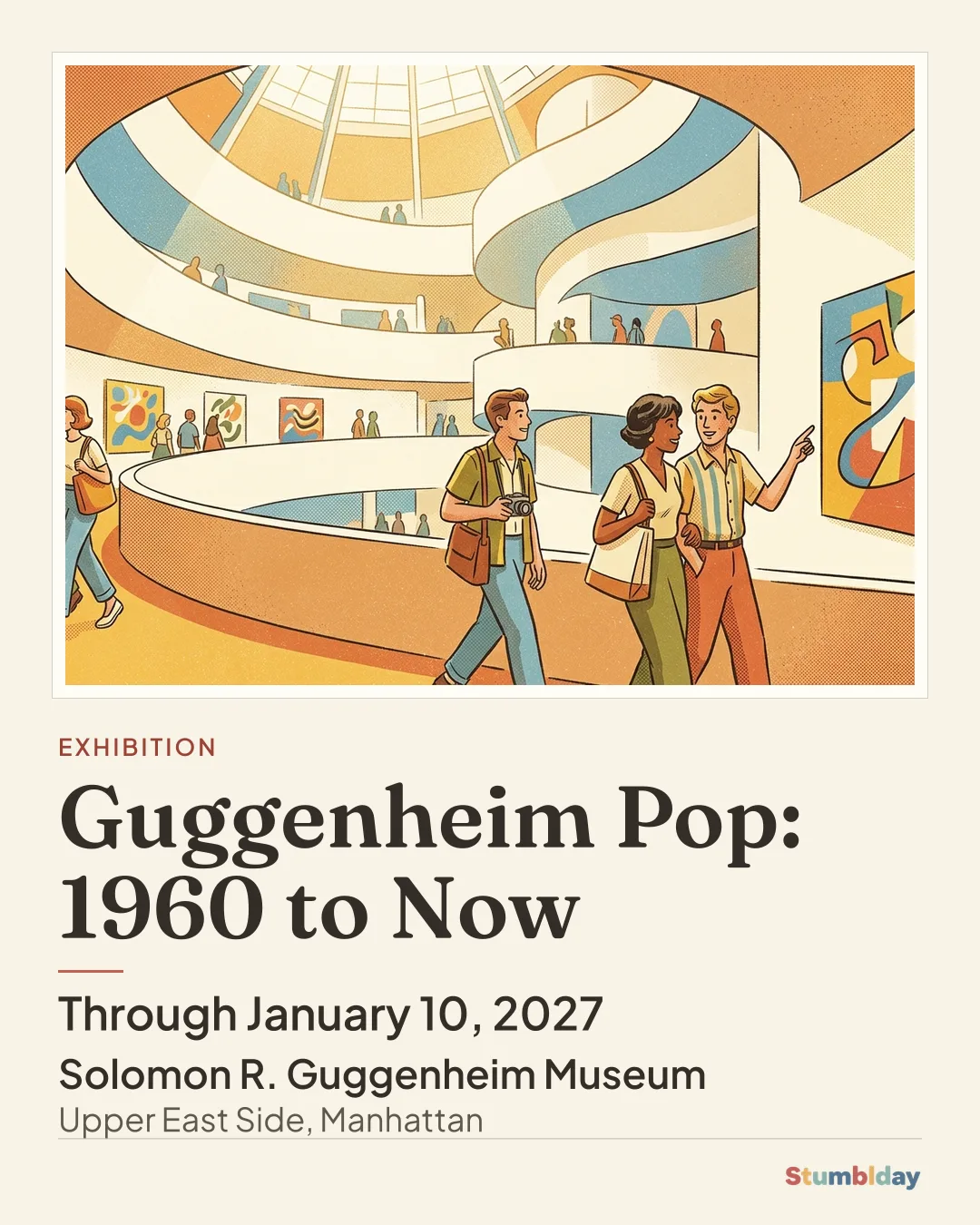 Flyer for Guggenheim Pop: 1960 to Now: Through January 10, 2027 at Solomon R. Guggenheim Museum
