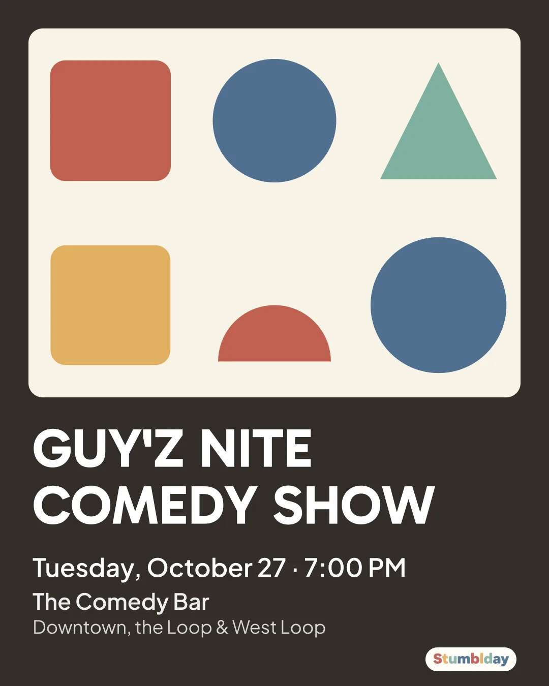 Flyer for GUY'Z NITE COMEDY SHOW: Tuesday, October 27 · 7:00 PM at The Comedy Bar