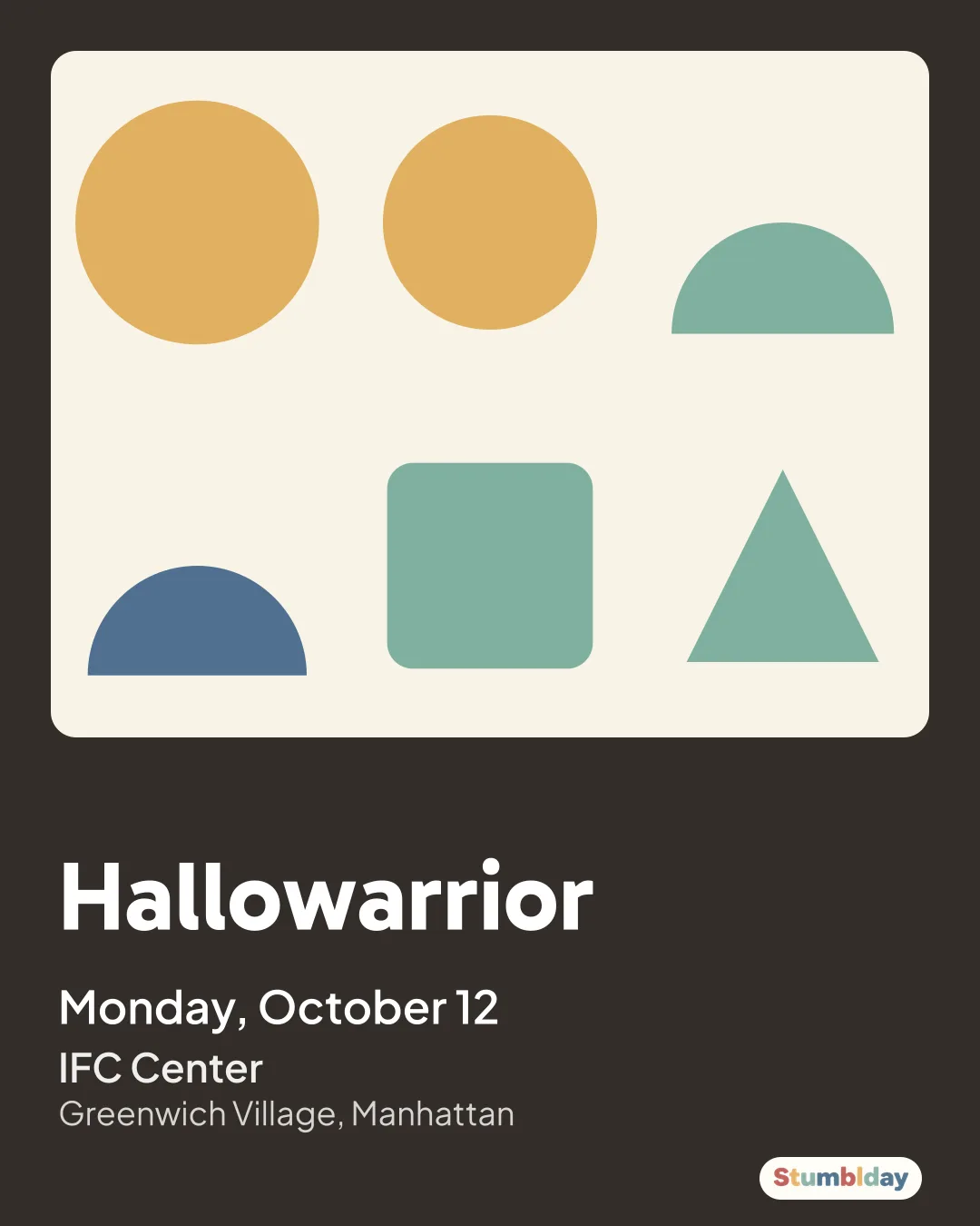 Flyer for Hallowarrior: Monday, October 12 at IFC Center