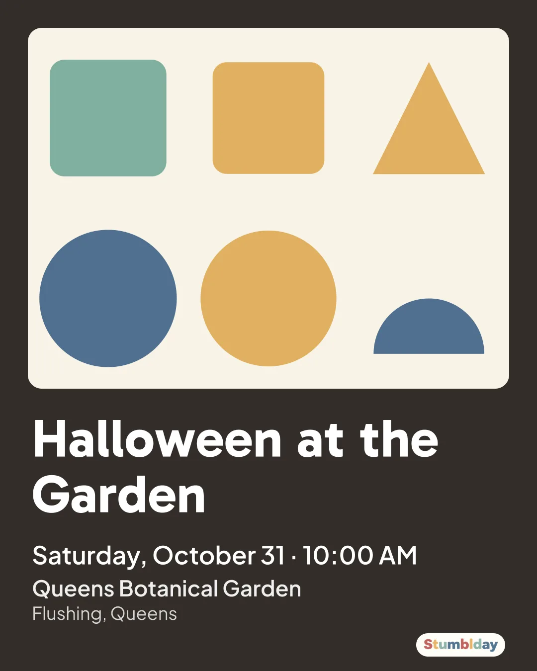 Flyer for Halloween at the Garden: Saturday, October 31 · 10:00 AM at Queens Botanical Garden
