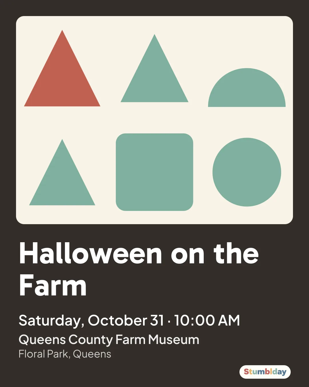 Flyer for Halloween on the Farm: Saturday, October 31 · 10:00 AM at Queens County Farm Museum