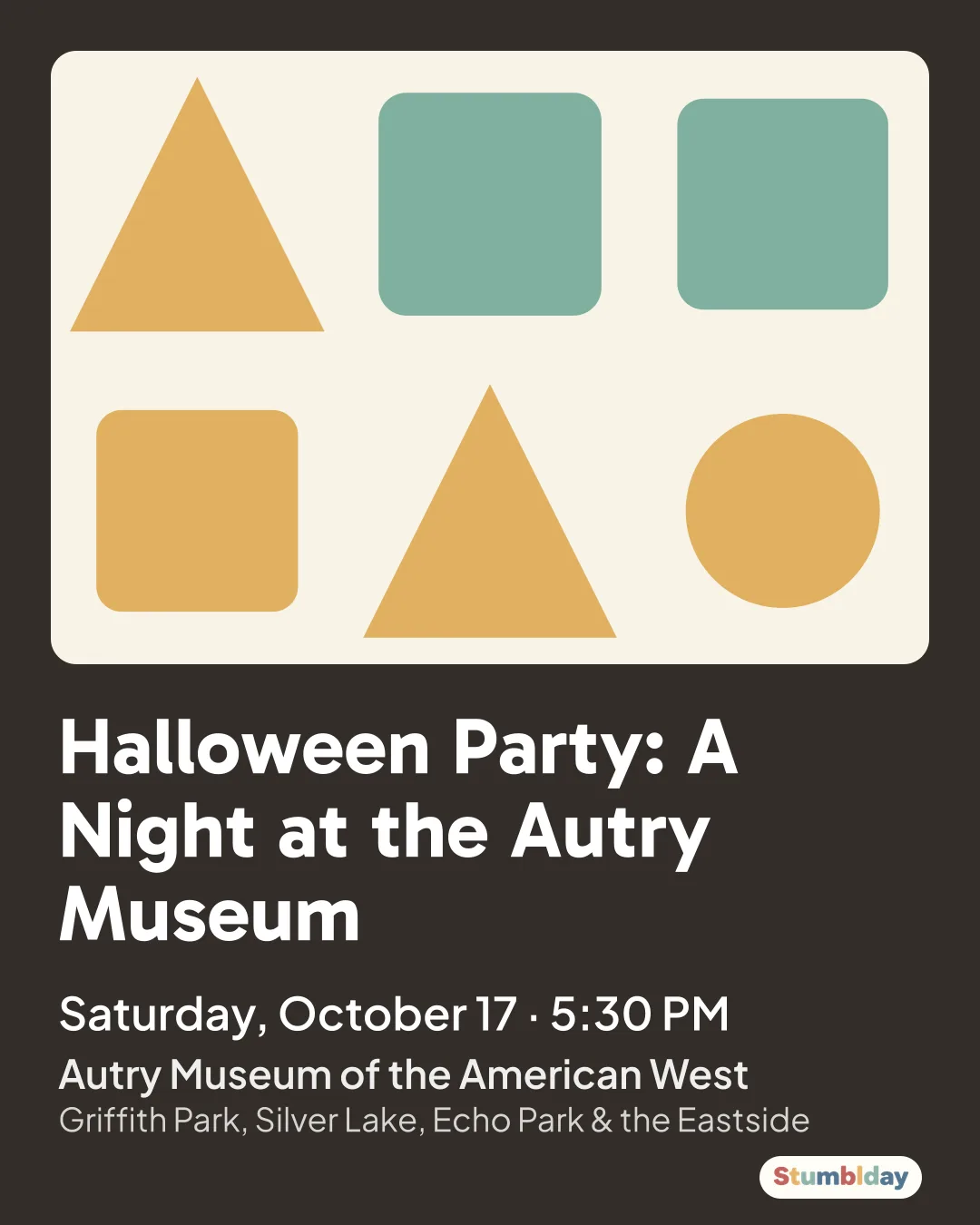 Flyer for Halloween Party: A Night at the Autry Museum: Saturday, October 17 · 5:30 PM at Autry Museum of the American West