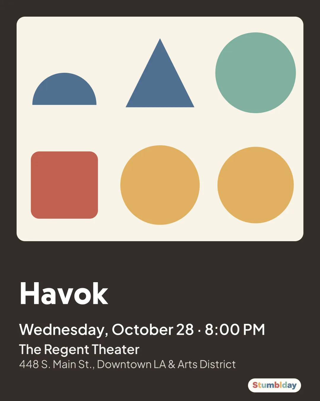 Flyer for Havok: Wednesday, October 28 · 8:00 PM at The Regent Theater