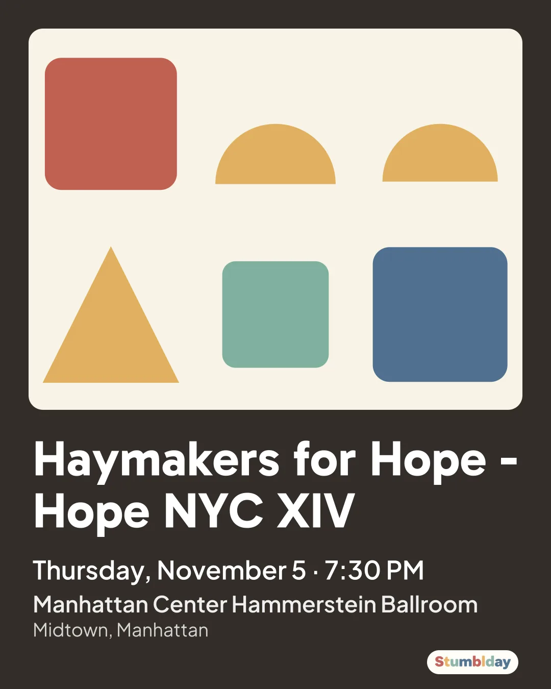 Flyer for Haymakers for Hope - Hope NYC XIV: Thursday, November 5 · 7:30 PM at Manhattan Center Hammerstein Ballroom