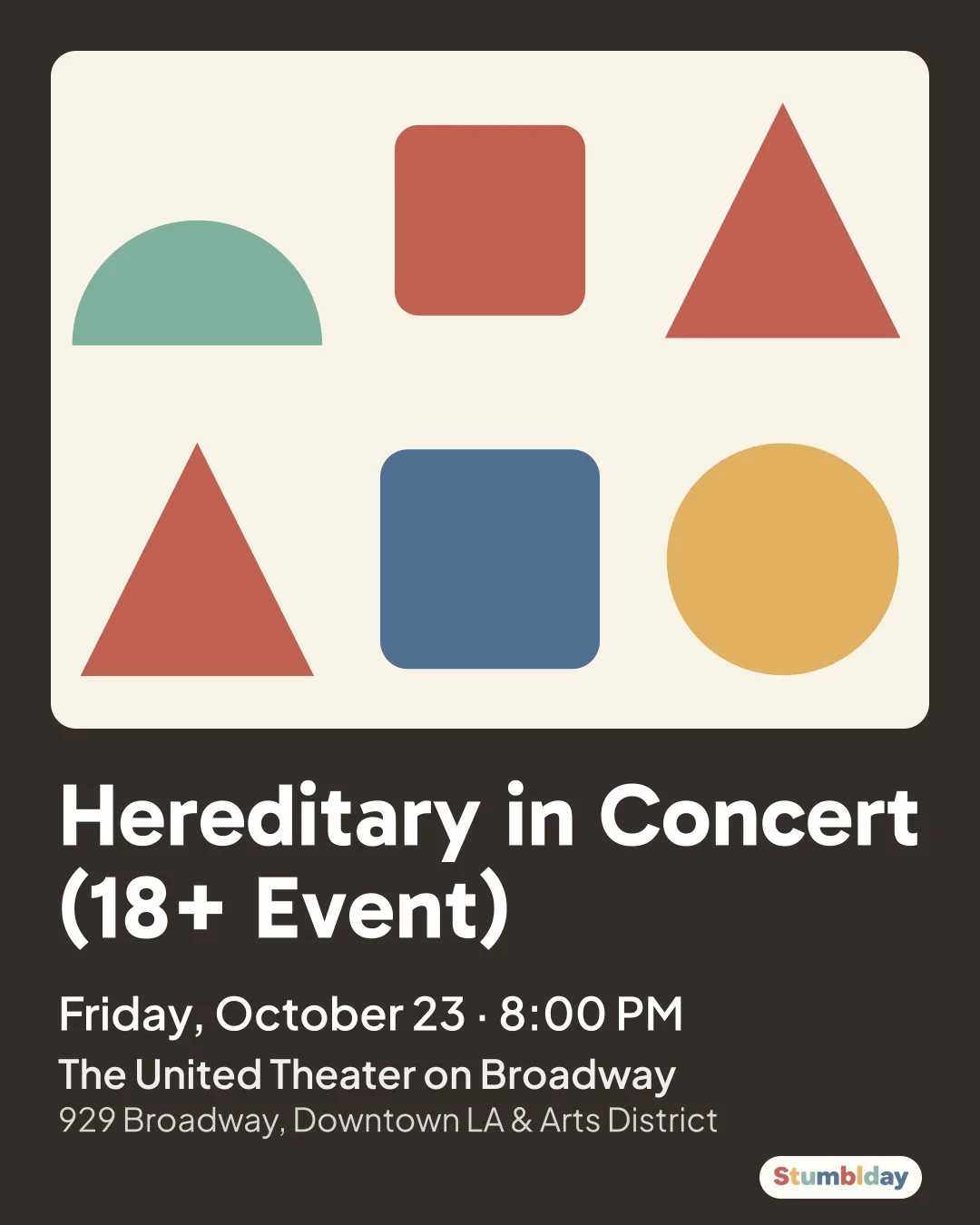 Flyer for Hereditary in Concert (18+ Event): Friday, October 23 · 8:00 PM at The United Theater on Broadway
