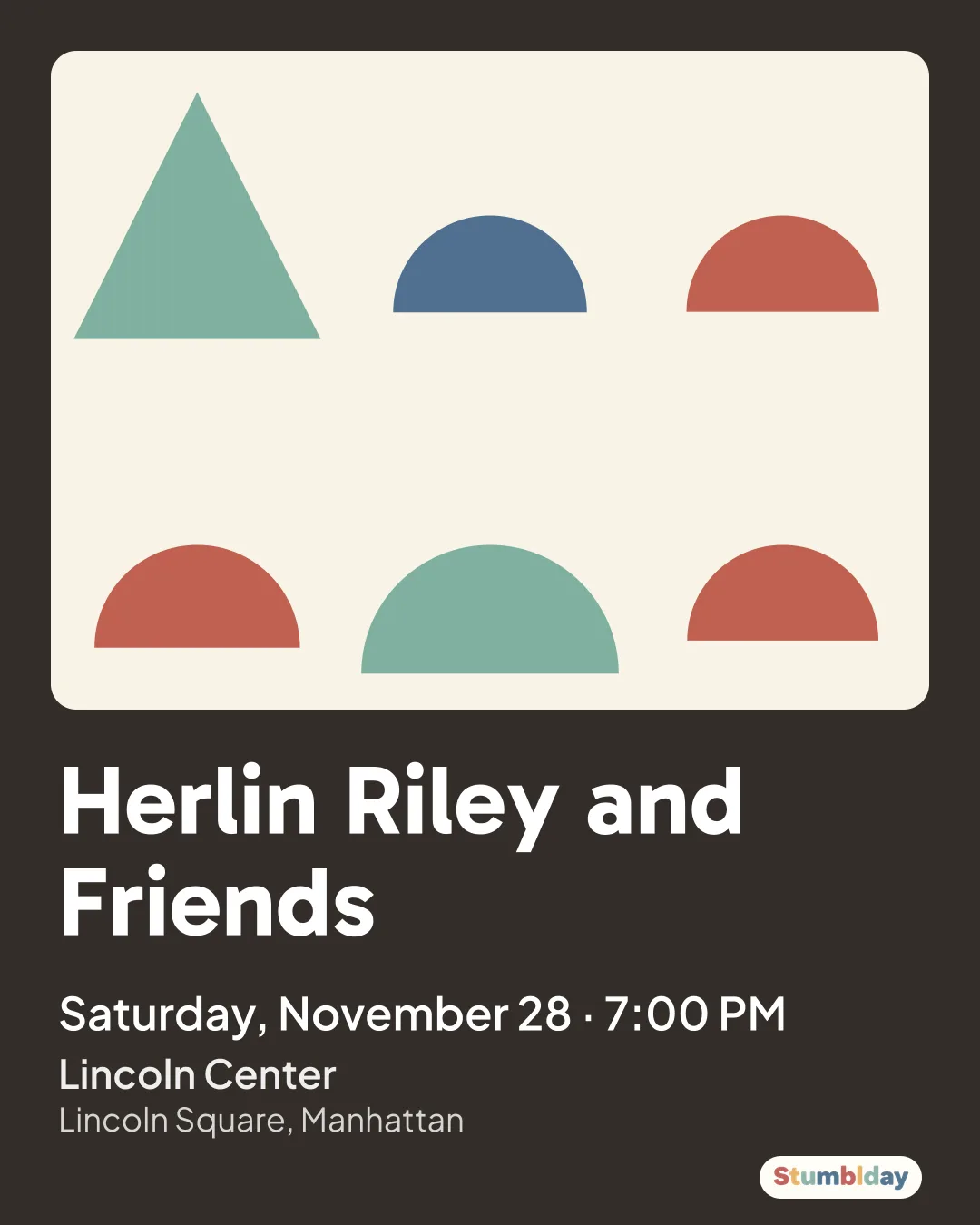 Flyer for Herlin Riley and Friends: Saturday, November 28 · 7:00 PM at Lincoln Center
