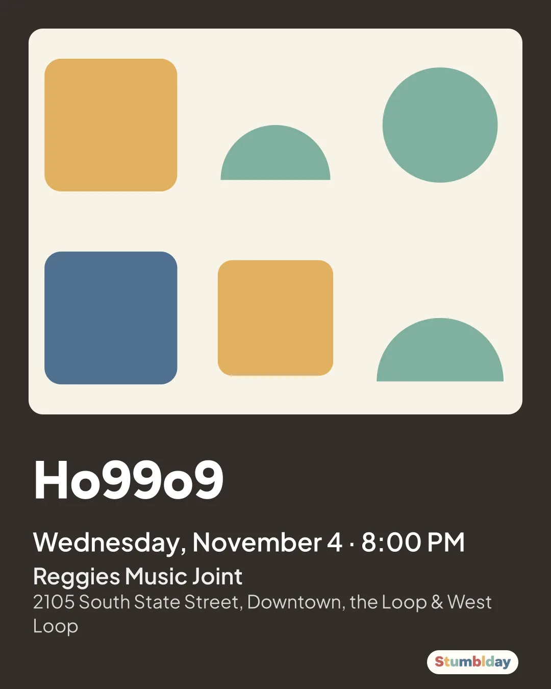 Flyer for Ho99o9: Wednesday, November 4 · 8:00 PM at Reggies Music Joint
